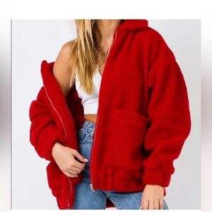I am Gia red teddy bear jacket xs